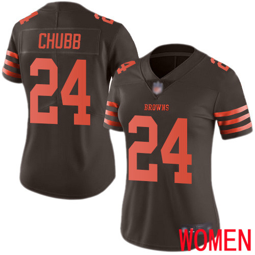 Cleveland Browns Nick Chubb Women Brown Limited Jersey #24 NFL Football Rush Vapor Untouchable->women nfl jersey->Women Jersey